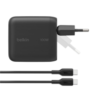 BELKIN USB-C 100W Mains Charger with USB-C to USB-C 1.5m Cable (Black)